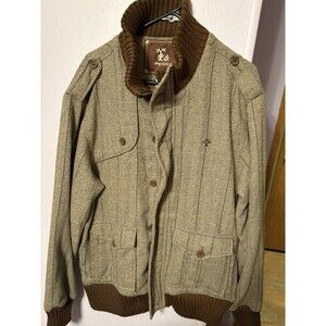 LRG Herringbone Full Zip Brown Lifted Research Group Men’s Bomber Jacket Y2K L